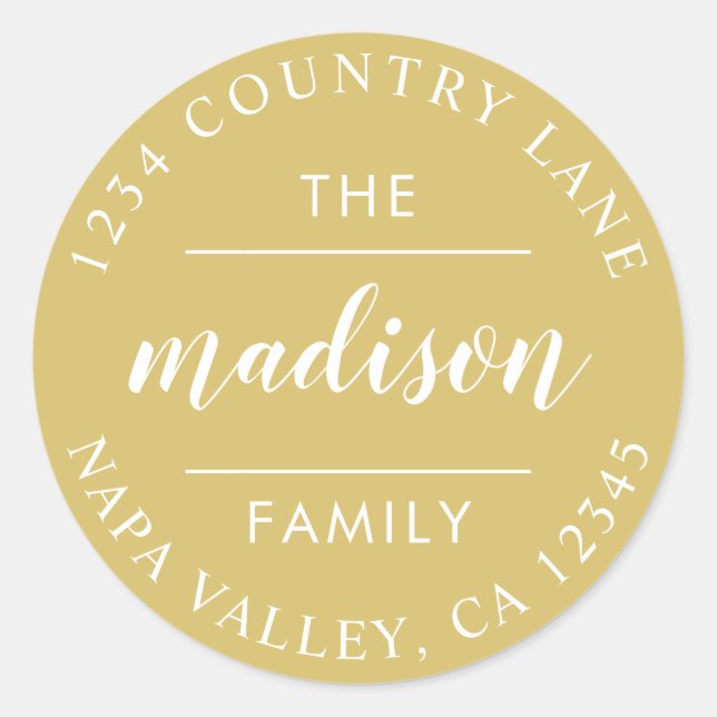 Pegatina Redonda Guión de círculo de oro Cree su propia dirección d (Anverso)