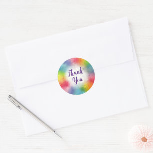 Pegatina Redonda Guión de colores arcoiris de texto Gracias a perso