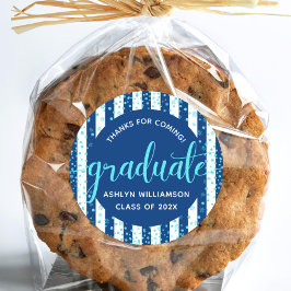 Pegatina Redonda Guión de Confetti Purpurina Turquesa de graduación