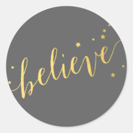 Pegatina Redonda Guión de creencia de oro gris | Vacaciones