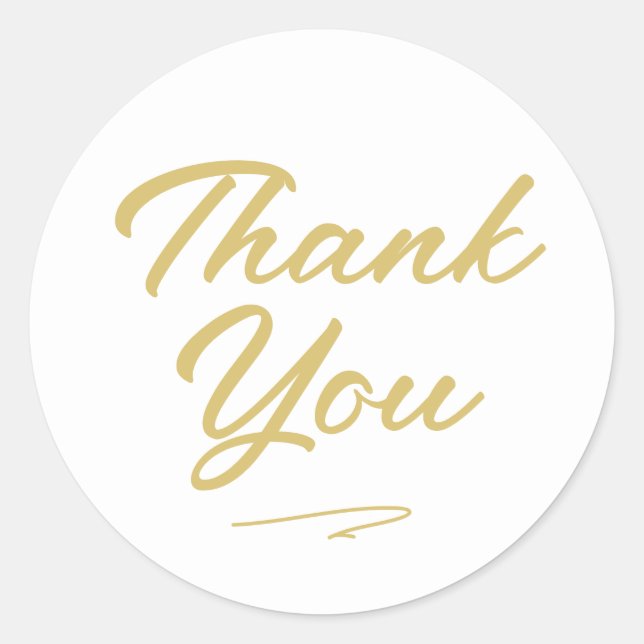 Pegatina Redonda Guión de Faux Gold Moderno Gracias (Anverso)