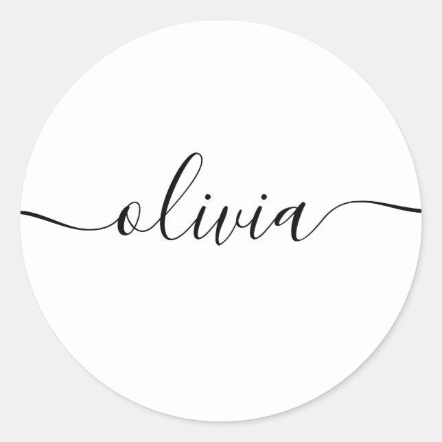 Pegatina Redonda Guión de firma simple personalizado rojo (Anverso)