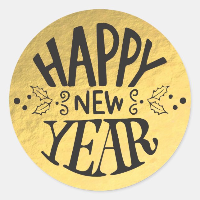 Pegatina Redonda Guión de Glam de vacaciones de Relieve metalizado  (Anverso)