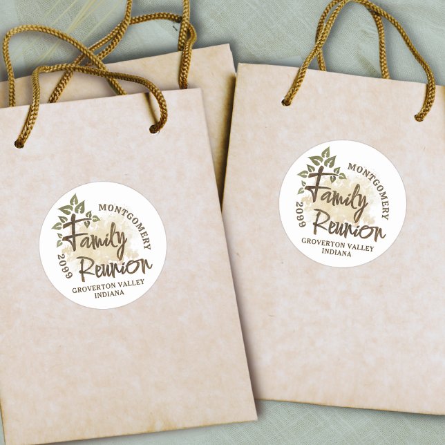 Pegatina Redonda Guión de la Reunión Familiar de Acuarela Nombre de (Subido por el creador)