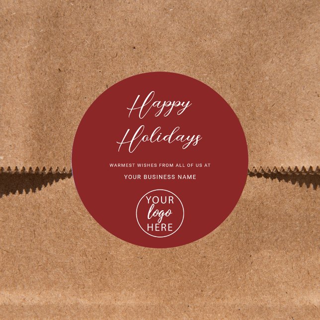 Pegatina Redonda Guión de logotipo de negocios moderno Felices vaca (Modern Business Logo Script Happy Holidays Classic Round Sticker)