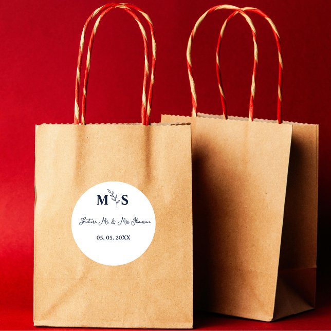 Pegatina Redonda Guión de marina azul Monograma guión futuro sr y s (Subido por el creador)