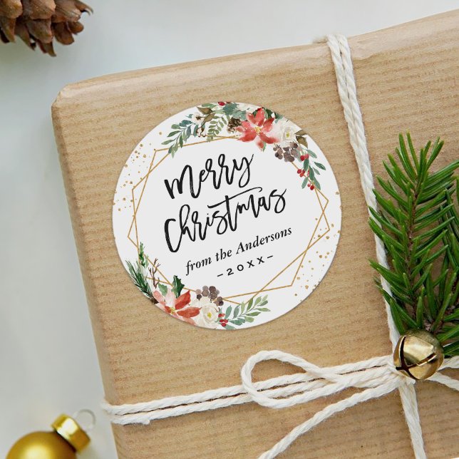 Pegatina Redonda Guión de navidad de floral floral para cerezos (Subido por el creador)