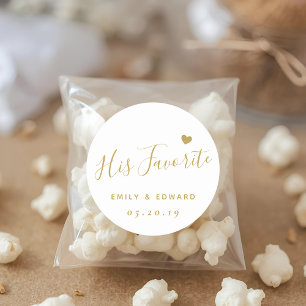 Pegatina Redonda Guión de oro moderno: su favor favorito de la boda