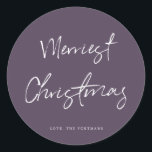 Pegatina Redonda Guión de pincel moderno Merriest Christmas Sticker<br><div class="desc">Elegante Pegatina navideña Merriest con escritura de pincel moderna.</div>