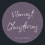 Pegatina Redonda Guión de pincel moderno Merriest Christmas Sticker<br><div class="desc">Elegante Pegatina navideña Merriest con escritura de pincel moderna.</div>