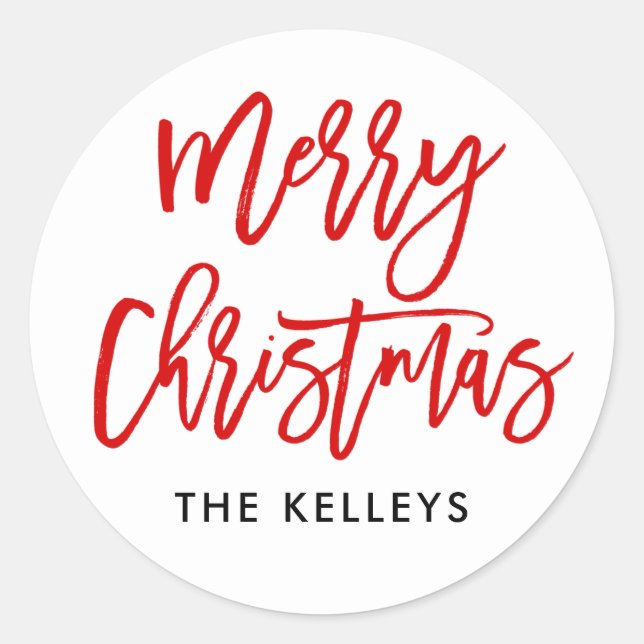 Pegatina Redonda Guión de pincel rojo (Anverso)