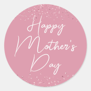 Pegatina Redonda Guión del Día de la Madre en rosa
