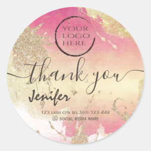 Pegatina Redonda Guión del logo de color pastel de color pastel gra