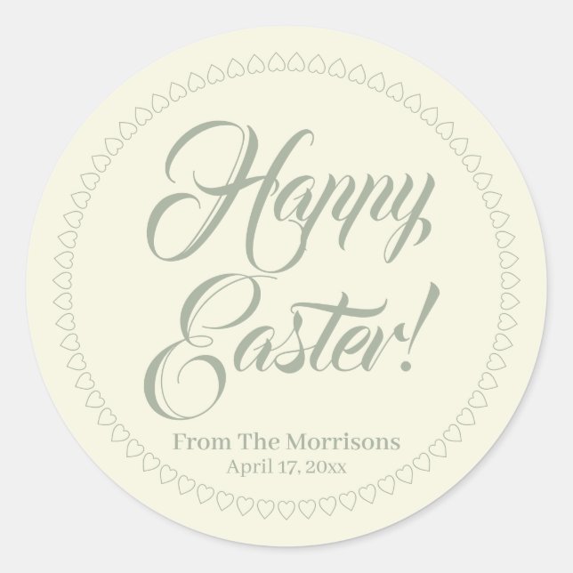 Pegatina Redonda Guión del personalizado del borde del corazón del  (Anverso)