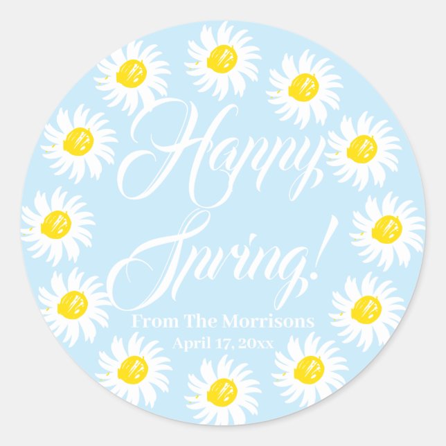 Pegatina Redonda Guión del personalizado del cuadro de margarita az (Anverso)