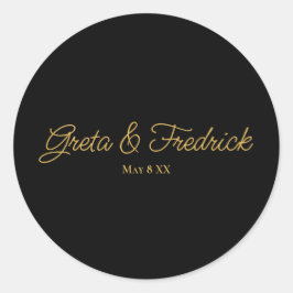 Pegatina Redonda Guión dorado negro sin tiempo Minimalista