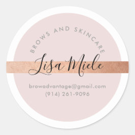 Pegatina Redonda Guión ELEGANTE bonito moderno rosa dorado rosa