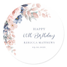 Guión elegante con flores rosadas 60 cumpleaños Cu