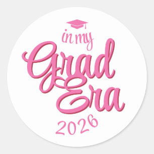 Pegatina Redonda Guión Era de Graduación Año Personalizado de Gradu