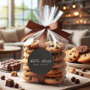 Pegatina Redonda Guión gris carbón moderno minimo elegante