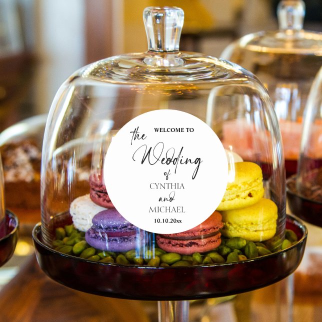 Pegatina Redonda Guión Manuscrito 'Bienvenidos a nuestra Boda'  (Subido por el creador)