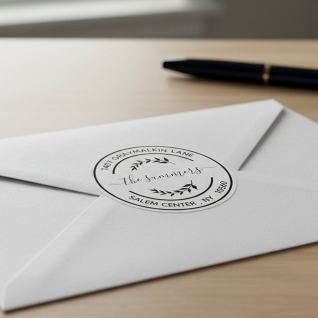 Pegatina Redonda Guión manuscrito de la dirección de devolución mod (Subido por el creador)