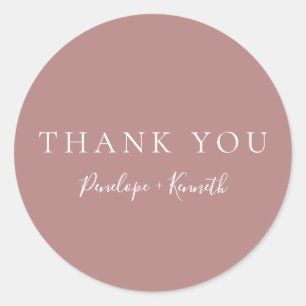 Pegatina Redonda Guión minimalista Rosa moderno de boda personaliza