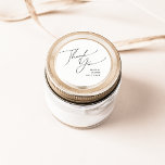 Pegatina Redonda Guión mínimo caprichoso Gracias Favor De La Boda<br><div class="desc">Este caprichoso guión mínimo gracias a la boda favor pegatina redondo clásico es perfecto para su clásico simple y simple boda boho moderno minimalista negro y blanco. El diseño presenta una caligrafía escrita a mano, elegante, delicada y romántica, con una tipografía chic y formal. El aspecto irá bien con cualquier...</div>