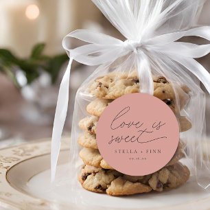 Pegatina Redonda Guión moderno Amor es dulce Boda