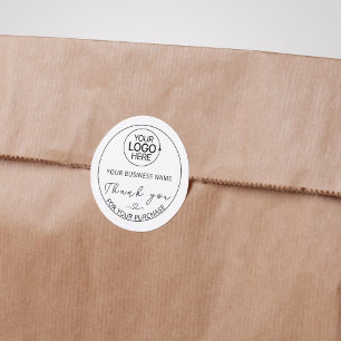 Pegatina Redonda Guión moderno Añadir logotipo comercial Gracias