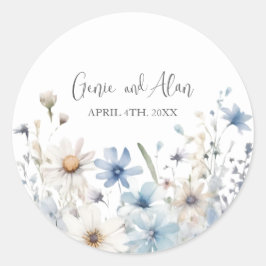 Pegatina Redonda Guión moderno de flores silvestres