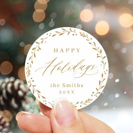 Pegatina Redonda Guión moderno de oro Regalo de vacaciones felices