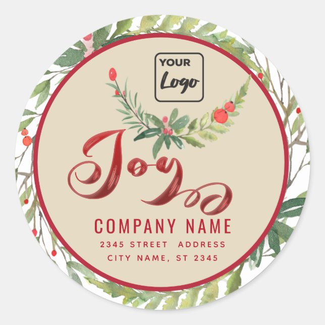 Pegatina Redonda Guión moderno Logo de Joy red holly (Anverso)