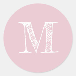 Pegatina Redonda Guión moderno Monograma Parfait inicial rosa