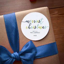 Pegatina Redonda Guión moderno "Navidades más bonitos" Ronda S clás