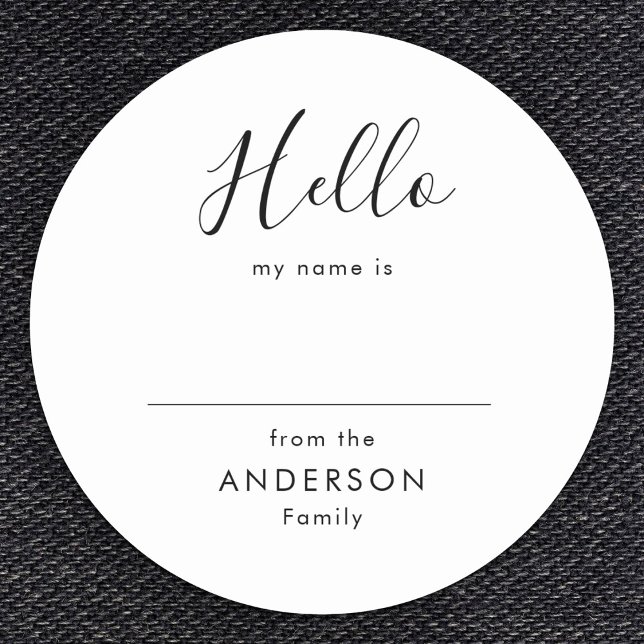 Pegatina Redonda Guión moderno Nombre de reunión familiar simple (Subido por el creador)