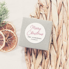 Pegatina Redonda Guión navideño y nombre familiar personalizado