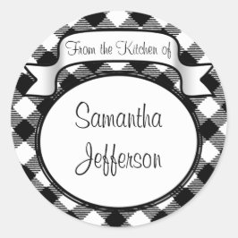 Pegatina Redonda Guión negro + blanco - De la cocina de - Jar/Label