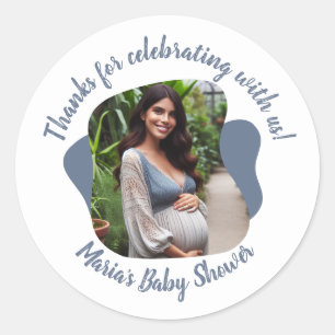 Pegatina Redonda Guión personalizado de agradecimiento para baby sh