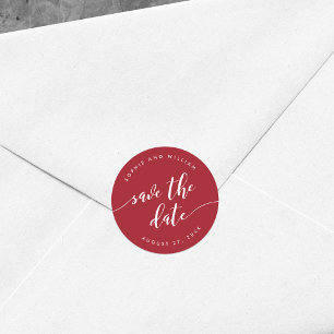 Pegatina Redonda Guión Relajante Guardar Fecha Editable Color