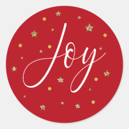 Pegatina Redonda Guión rojo y blanco júbilo oro Purpurina brillante