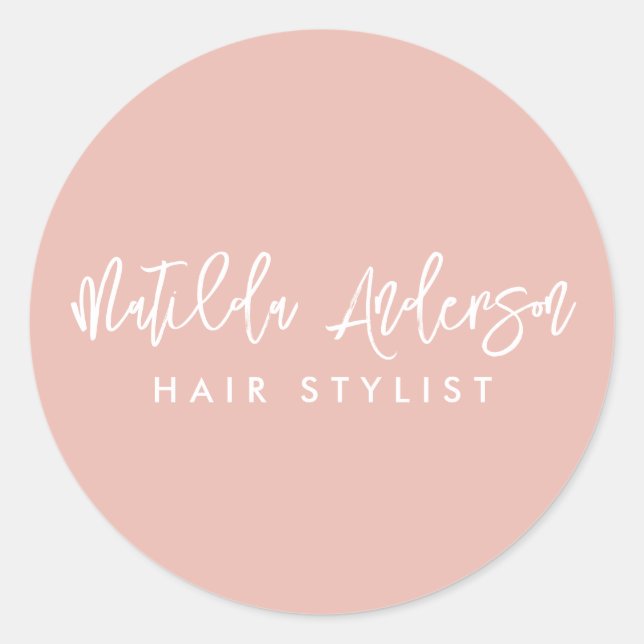 Pegatina Redonda Guión rosa moderno mínimo y elegante (Anverso)