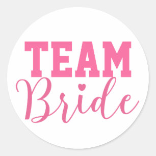 Pegatina Redonda Guión rosado con clase Team Bride