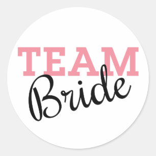 Pegatina Redonda Guión rosado de Team Bride