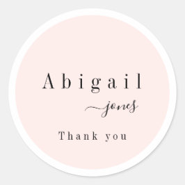 Pegatina Redonda Guión simple rosa Lujo moderno gracias