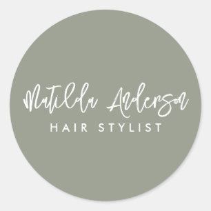 Pegatina Redonda Guión verde moderno minimalista elegante