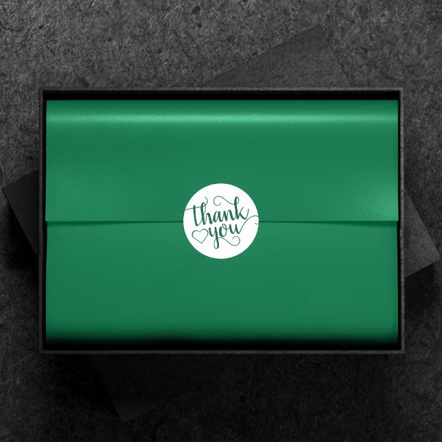 Pegatina Redonda Guión verde simple | Hunter Flourish Gracias (Subido por el creador)