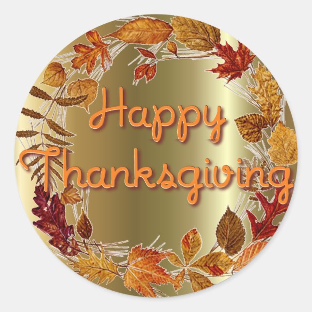 Pegatina Redonda GUIRNALDA de las HOJAS de OTOÑO de SHARON SHARPE (Anverso)