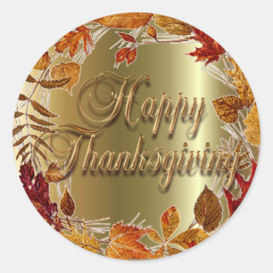 Pegatina Redonda GUIRNALDA de las HOJAS de OTOÑO de SHARON SHARPE