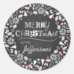 Pegatina Redonda Guirnalda del navidad